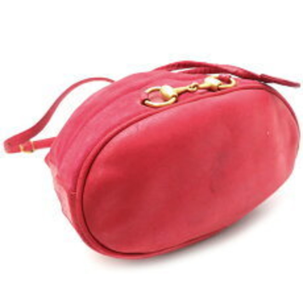 Gucci Horsebit Drawstring Bag Shoulder Bag Red Leather - Picture 3 of 9